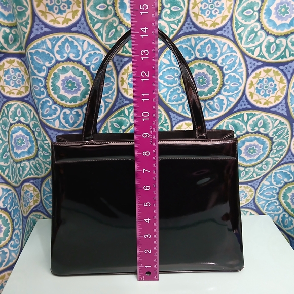 Vintage Nat Lewis Patent Leather Top Handle Handbag - Picture 11 of 13